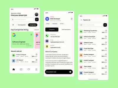 Job finder appdesign design graphic design java job job finder mobile app nextjs ui uiux ux website