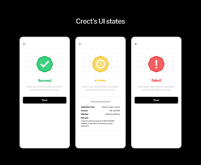 UI States - Crect branding cards colors custom illustrations error error page graphic design logo pending pending page product design success success page ui uiux