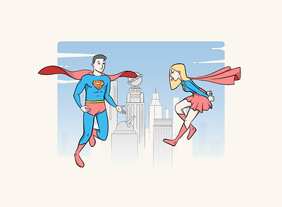 Cousinly Rivalry dc comics duo editorial editorial illustration editorial style illustration metropolis pop culture rivalry super super cousin supergirl superman