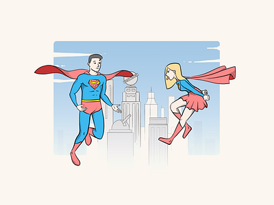 Cousinly Rivalry dc comics duo editorial editorial illustration editorial style illustration metropolis pop culture rivalry super super cousin supergirl superman