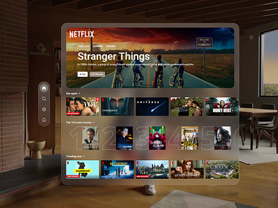 Apple vision pro Netflix UI app design apple vision pro ar netflix ar vr design artificial reality desktop app minimal mockup modern netflix netflix redesign netflix vision pro spatial design spatial ui streaming app trending ux design virtual reality vision pro watch online