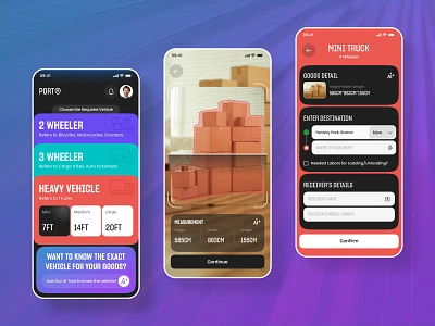 AI-based Logistics Goods Transport App Design - Ports ai app artificial intelligence branding cargo courier freight goods transport logistic map mobile packaging parcel porter route shipment shipping transport transportation vehicle