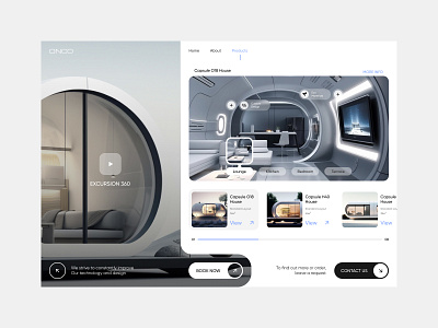 Website Design. Capsule Houses ONCO building capsule concept design futuristic house modern smart technology ui web website