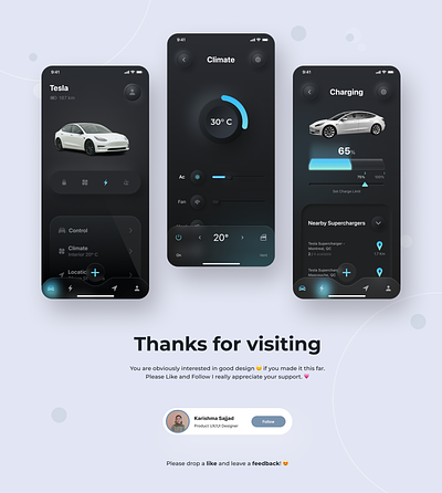 Tesla Dark Neumorphism app design car app darkmode design design dribble figma interface mobile app mobile app ui design neumorphism tesla ui ui design ui ux user interface ux web app