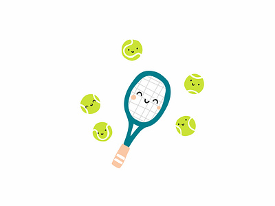 Tennis baby cute design illustration kids kids illustration racket sport tennis tennis ball