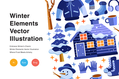 Winter Elements Vector Illustration boots