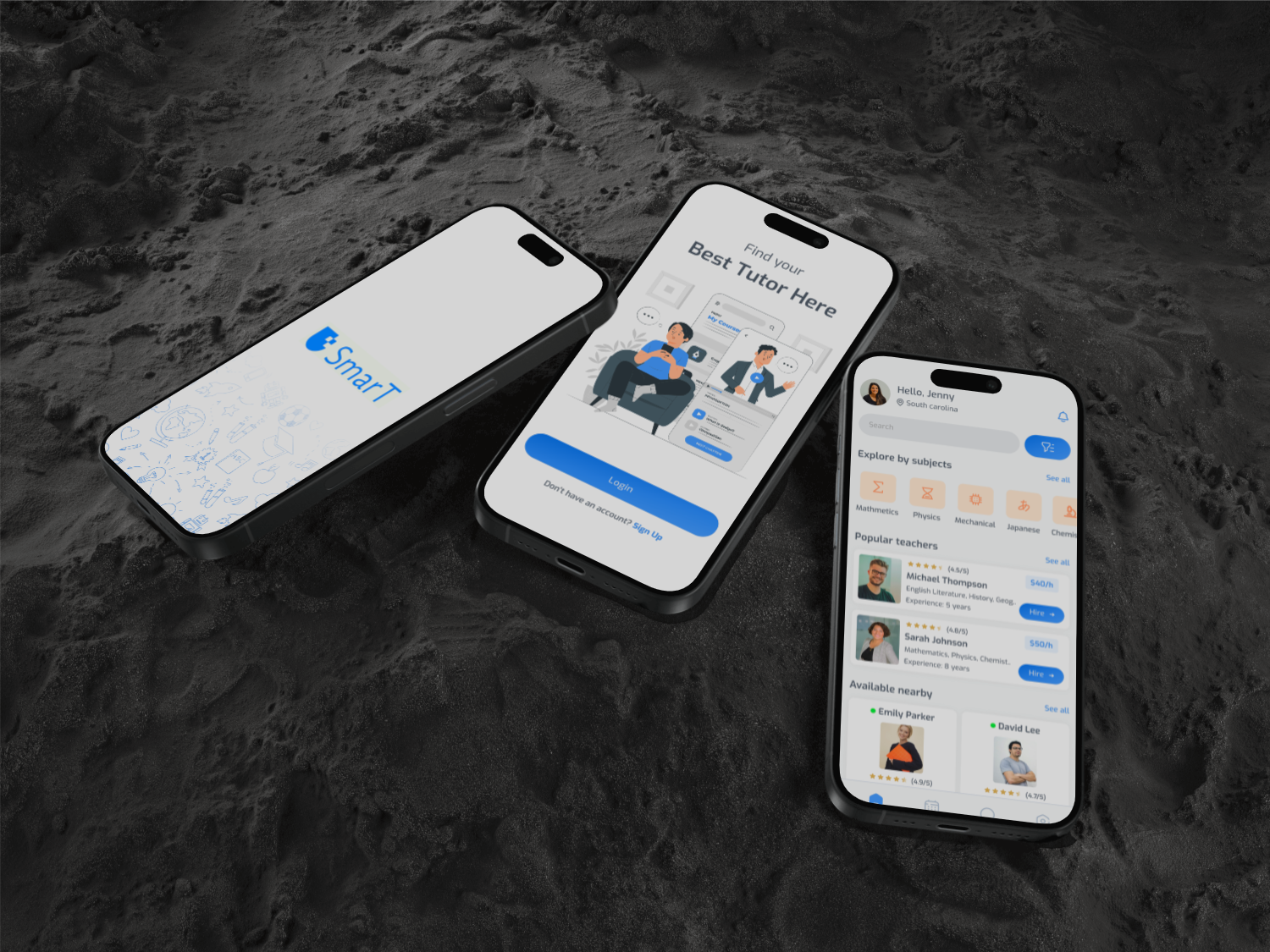Tutor Finding Mobile Application aesthetic design android app app design app layout app ui application design button figma home screen homepage design login screen mobile app homepage mobile app ui design search and filter splash screen tutor app tutor finding app ui ui design user interface