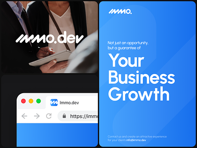 Immo.dev — Brand Identity blue brand branding business development logotype website