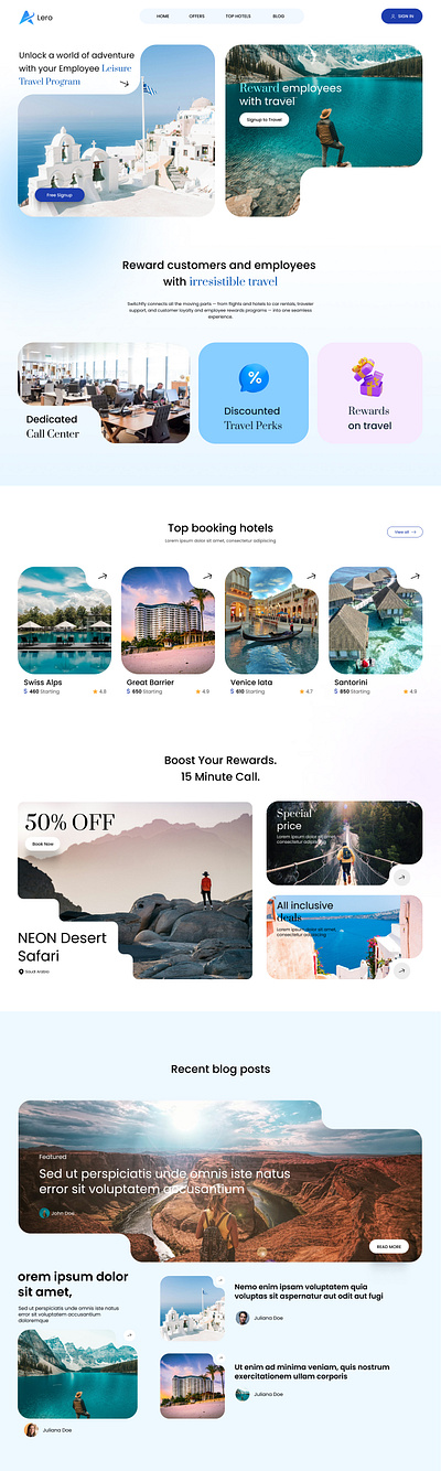 Discounted travel for employees landing page minimal website onepage website travel website ui uiux website