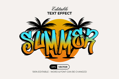 Summer Text Effect Style apparel design editable effect font graffiti letter lettering palm style summer sun text type typeface typography vector word