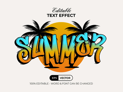 Summer Text Effect Style apparel design editable effect font graffiti letter lettering palm style summer sun text type typeface typography vector word