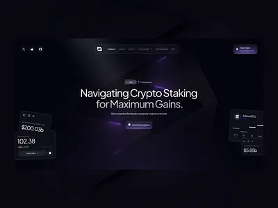 Stakent - Crypto Landing Page ai crypto cryptocurrency dao dark defi exchange game gaming ico inspiration landing landing page nft qclay service staking token web design web3