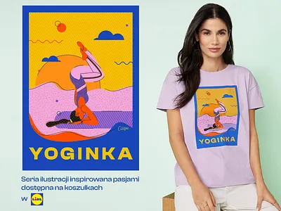 Joginka color hobby illustration ilustracja joginka koszulki lato lidl pattern vector