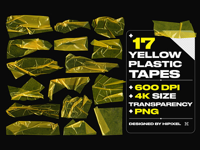 Yellow Plastic Tapes alpha glue grunge mockup old overlay plastic png retro tape texture torn transparent vintage washi
