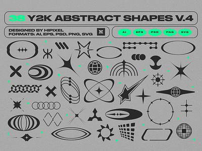 Y2K Abstract Retro Shapes V.4 80s 90s abstract cyberpunk details elements future hud icon modern retro shapes stars vintage y2k