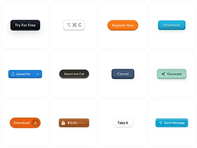 Button Gallery action button buttons clean collection cta design gradient graphic icon interface minimal primary secondary simple texture ui