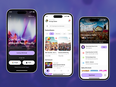 Concept for a concert app design minimal product design ui ux