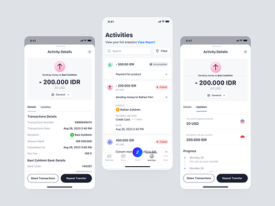Arto Plus Mobile - Activities for Sending Money activities app finance hub management mobile app product design saas timeline transactions ui ux