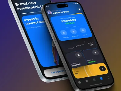 Football investment app concept charts dark ui finance financial technology fintech football football stocks graphs mobile financial platform mobile investment app sports investments stock trading stocks ui