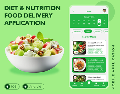 DIET & NUTRITION - FOOD DELIVERY APPLICATION DESIGN application design dietapp food and nutrition food application graphic design mobileapplication ui