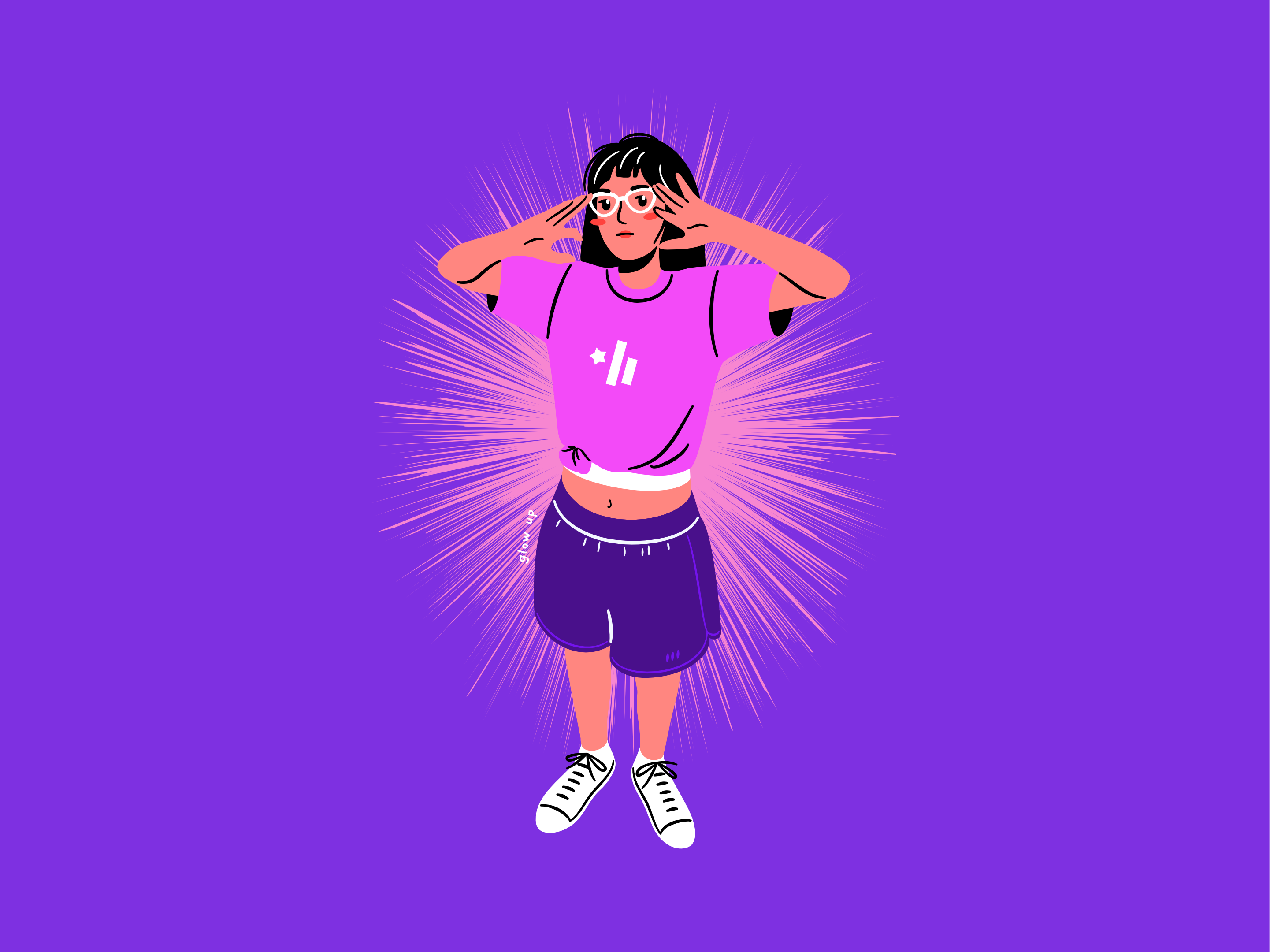 Glow UP 2d artwork cartoon character character illustration design flatdesign illustration illustrator vector