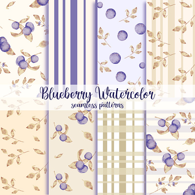 Watercolor Blueberry Seamless Pattern. berry design desserts digital watercolor fabric home decor packaging packaging design pattern design print seamless pattern sweet food textile design watercolor watercolor blueberry