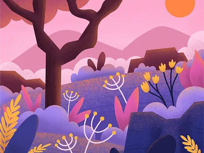 Tea Time graphic design illustration landscape nature procreate texture