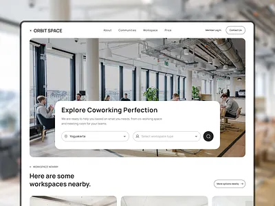 Orbit Space - Coworking Website coworking landing pag coworking platform coworking space design figma landing page office space office spaces popular productives ui ui design uiux web design website working pace workspace workspace rental workspace rental hub