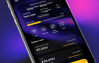 Money Earn Mobile Application UI : Fintech Application app ui black screenui fintech app gold app mobile ui money application money earn tending ui ui app ui design