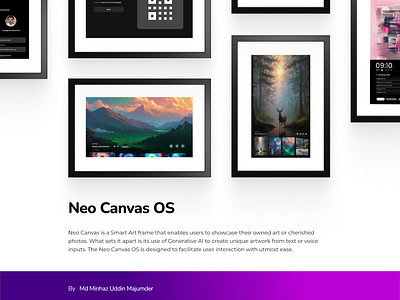 Neo Canvas OS android tv canvas design display frame design generative ai minhazum nft os os design photo frame remote control settings smart canvas ui ux design