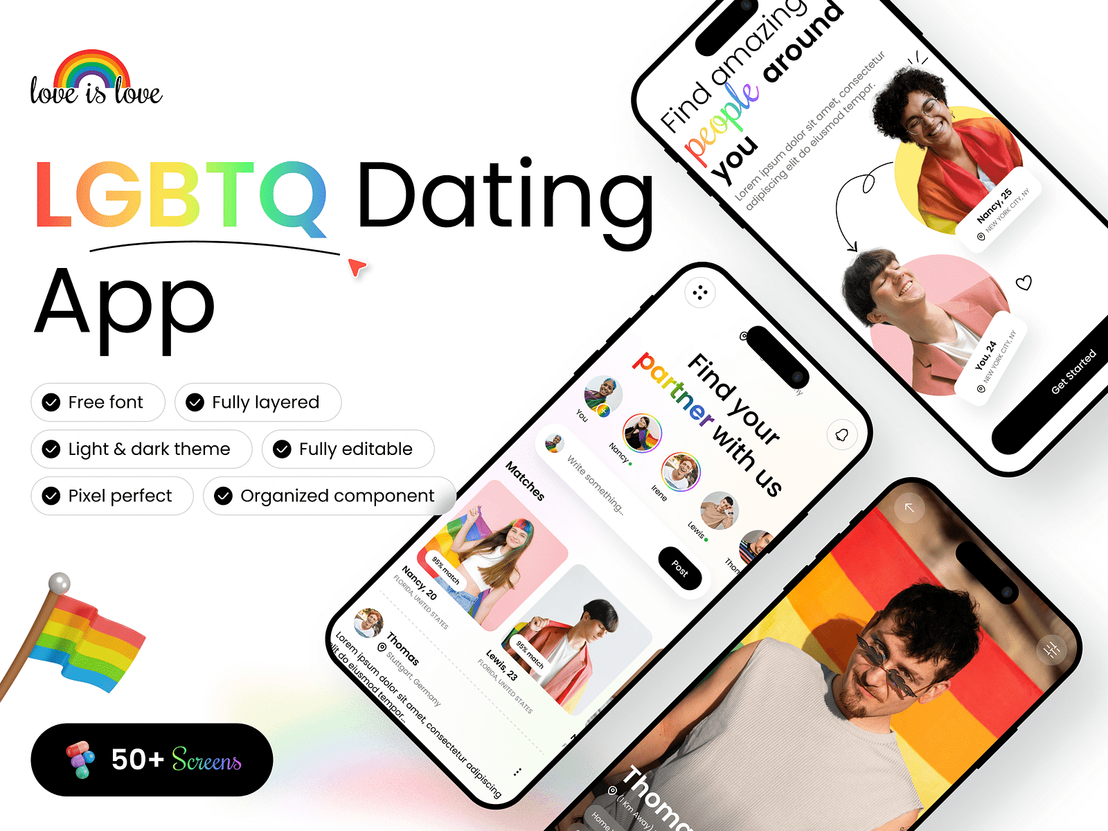 LoveisLove: LGBTQ+ Dating App UI Kit by Rishabh Rai for Fluttertop UIUX ...