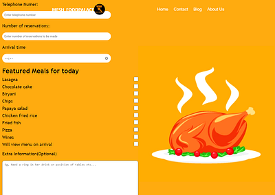 Reservation form for a restaurant Website design ui ux uxui web design web development