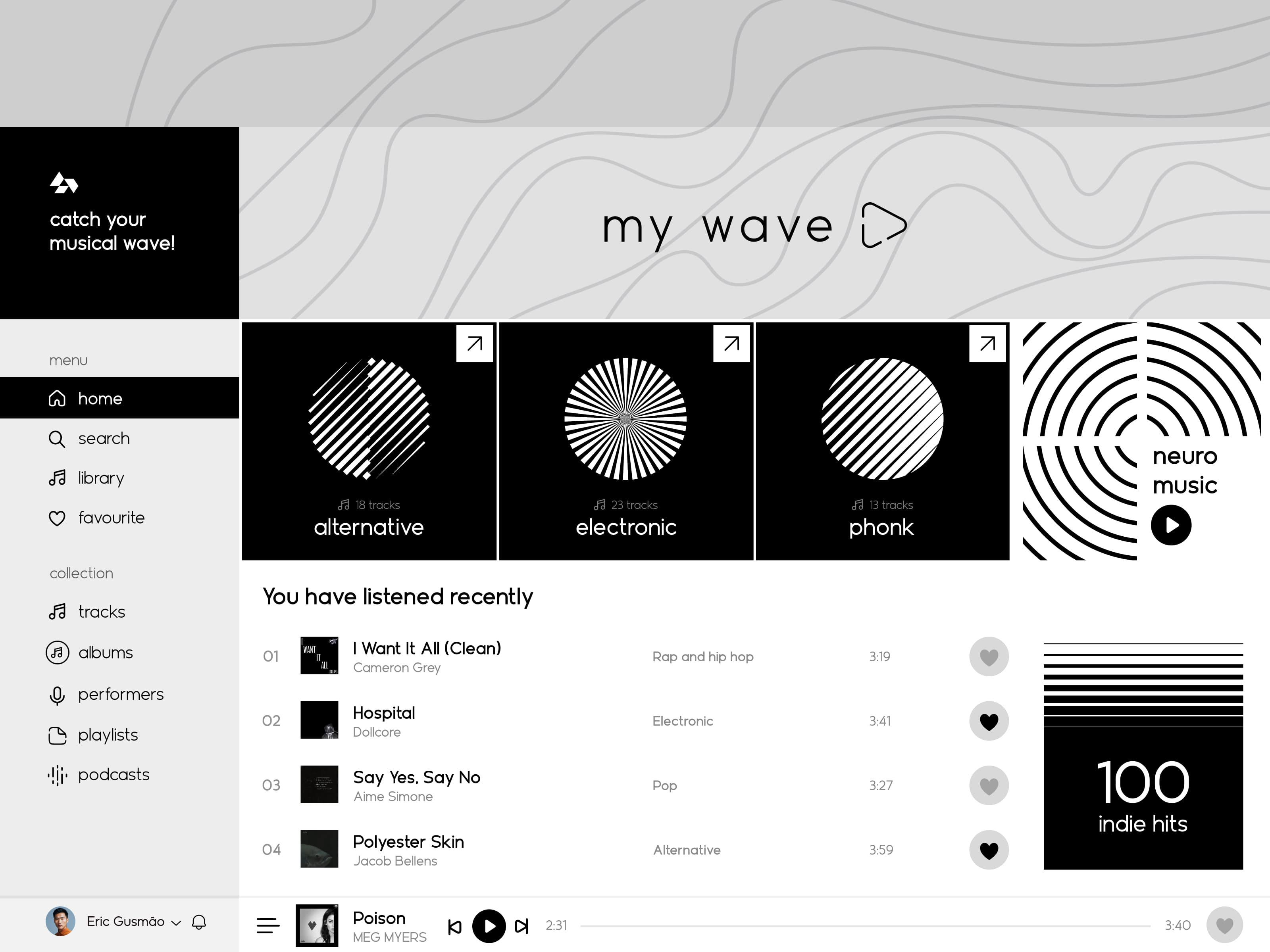 Music Player Web App app dashboard design interface music player service ui ux web app web design web ui