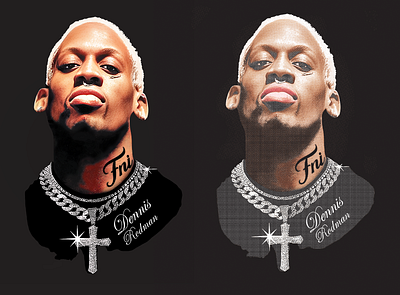 Dennis Rodman color separation photoshop print design