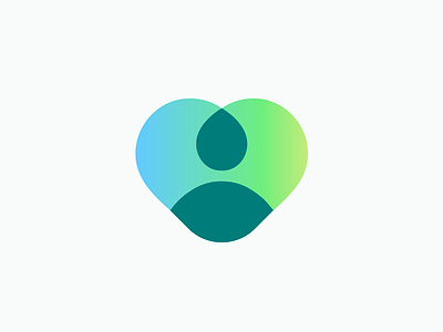 Heart + person logo concept (unused) branding client customer green heart hr human icon logo love mark modern overlap person support transparent