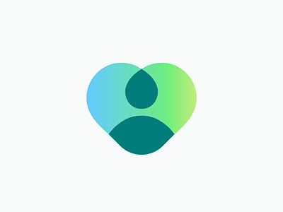 Heart + person logo concept (unused) branding client customer green heart hr human icon logo love mark modern overlap person support transparent