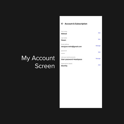 #DailyUI 06 - my account screen