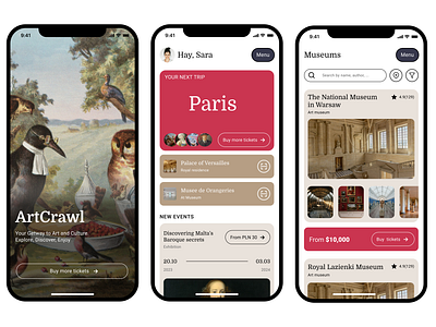 Art Gallery and Museum mobile app art artist branding culture discover enjoy event explore logo museaum painter painting ticket ui