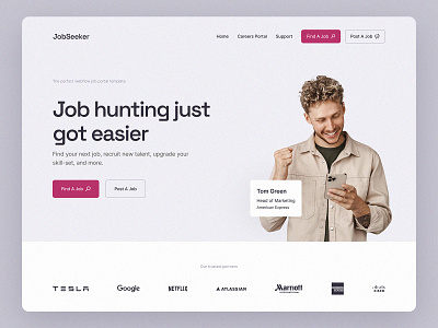 Job Portal design concept clean design figma hero banner home page ui web design