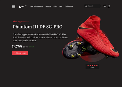 Nike Hypervenom branding design nike phantom shoe ui ui ux webdesign