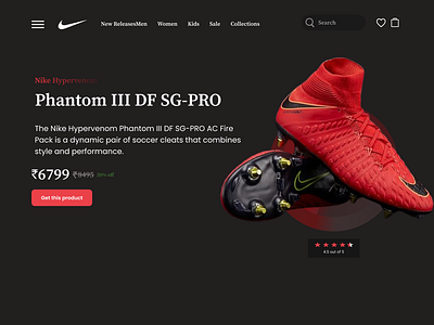 Nike Hypervenom branding design nike phantom shoe ui ui ux webdesign