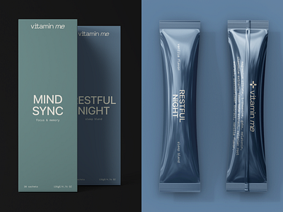 Identity & Packaging for Vitamin Me blue box branding envelope graphic design green health logo packaging stick vitamin brand vitamins