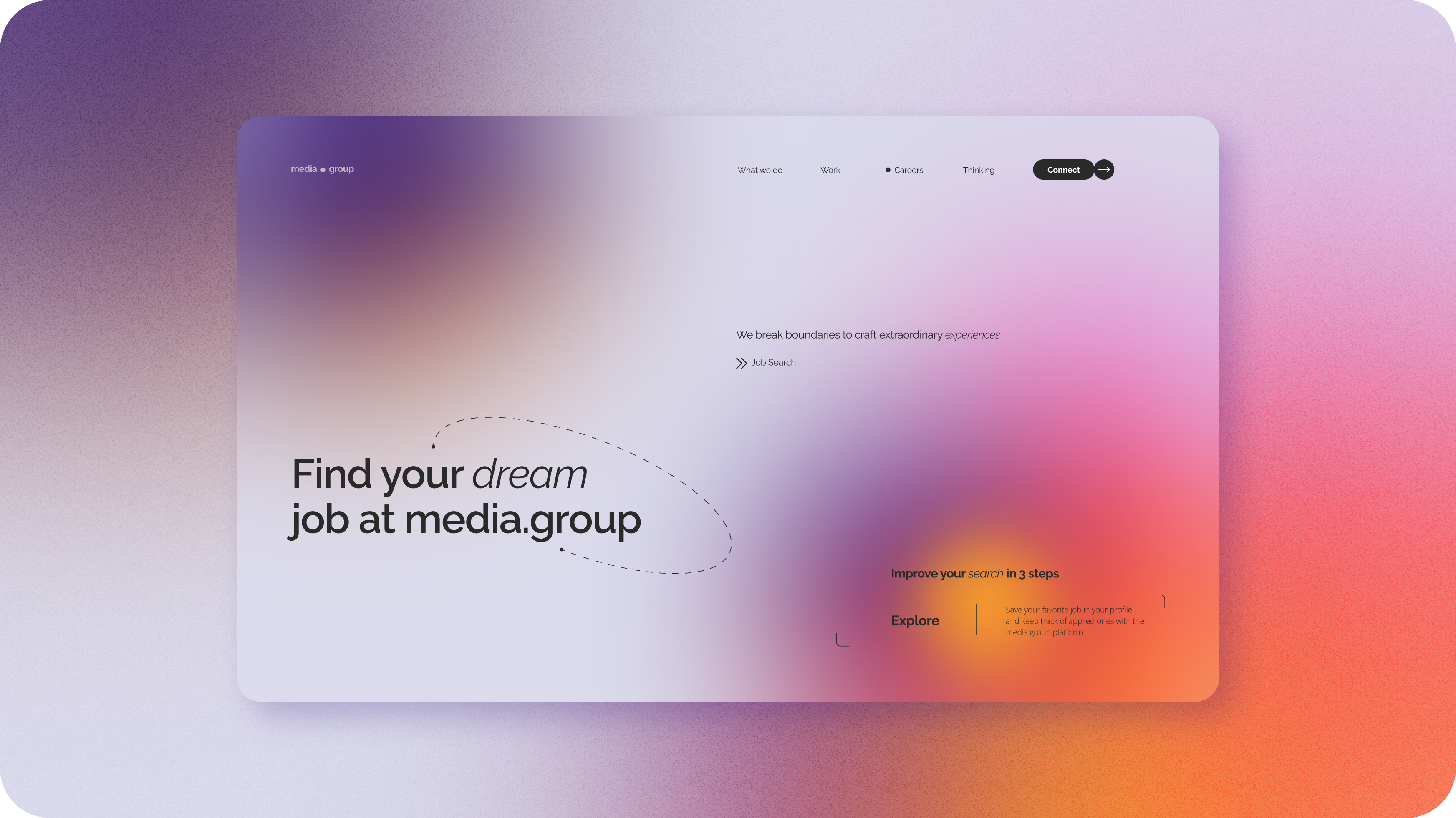 media.group branding design gradient graphic design landing page ui web design