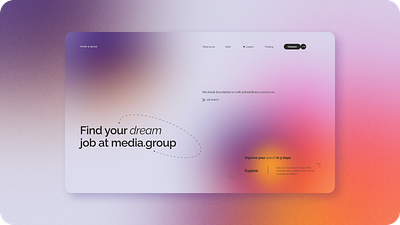 media.group branding design gradient graphic design landing page ui web design