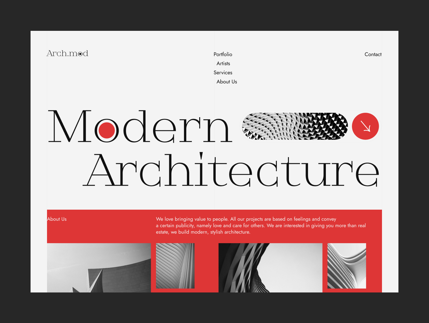 Arch.mod / Corporate design animation architecture creative design figma graphic design landing page minimalism modern motion graphics ui ux web website