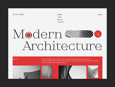 Arch.mod / Corporate design animation architecture creative design figma graphic design landing page minimalism modern motion graphics ui ux web website