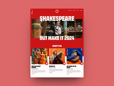 Conceptual hero redesign for Shakespeare's Globe website design hero theatre web design webside