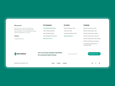 Footer - Not Fulltime clean design figma ui