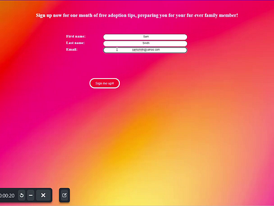 Adopt A Pet Sign-up dailyuichallenge1 sign upform web design