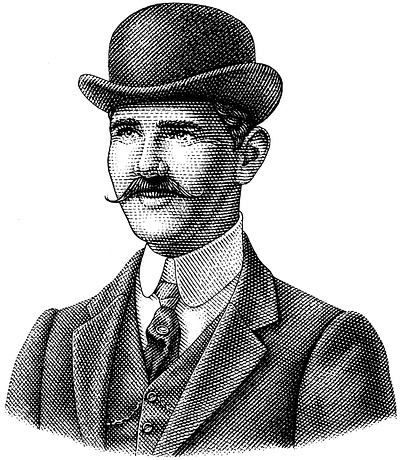Thomas black and white engraving gentleman illustration portrait scratchboard woodcut